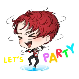😆 PARTY pesta, perayaan, kartun, senang, menari, animasi whatsapp sticker