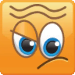 🤨 表情符号, 生气, 橙色, 方形 telegram sticker