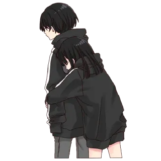 🤗 Anime, Umarmung, Paar, Cartoon, Zuneigung, Freundschaft whatsapp sticker