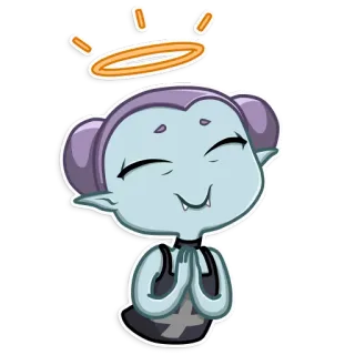 😇 adesivo, cartone animato, vampiro, aureola, carino whatsapp sticker