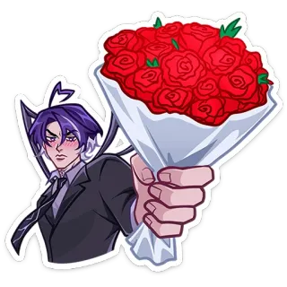 💐 dibujos animados, anime, rosas, ramo, ropa formal whatsapp sticker