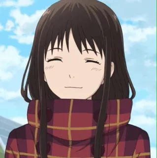 💈 Anime, Meisje, Glimlach, Brunette, Vrolijk, Schattig, Portret whatsapp sticker
