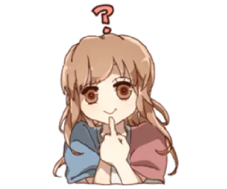 ❓ anime, cartoon, question mark, middle finger, rude, girl telegram sticker