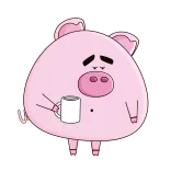 😴 schwein, tier, kaffee, süß, cartoon, illustration, getränk telegram sticker