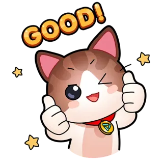 👍 GOOD! cat, good, thumbs up, positive, cute, sticker, emoji telegram sticker