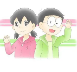 👋 Nobita Doraemon Cartoon, Anime, Kinder, Freundlich, Nobita, Shizuka whatsapp sticker