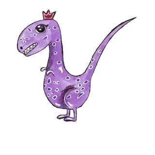 🦄 dinosaurier, süß, lila, prinzessin, tier, cartoon, aufkleber, reptil telegram sticker