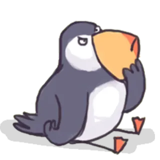 🐦 นกพัฟฟิน, นก, สัตว์, น่ารัก, การ์ตูน telegram sticker