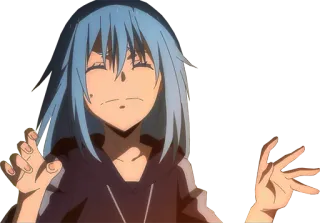 🤢 Rimuru Tempest That Time I Got Reincarnated as a Slime anime, Rimuru Tempest, reincarnated as a slime, fantasy, blue hair, anime character telegram sticker