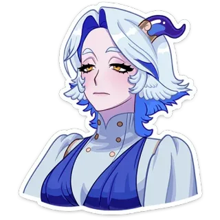 😐 Anime, Wanita, rambut biru, Fantasi, Karakter, Stiker whatsapp sticker