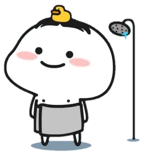 💦 การ์ตูน, ฝักบัว, เป็ด, ผ้าเช็ดตัว, น่ารัก, ตัวละคร telegram sticker
