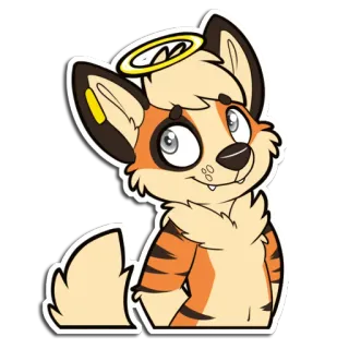 😇 furry, fox, cute, angel, halo, cartoon, animal, anthropomorphic telegram sticker