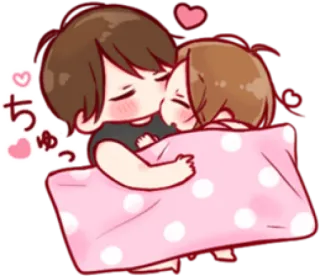 🏄‍♂ ちゅっ beso, amor, pareja, lindo, dibujos animados, cariño, chibi whatsapp sticker