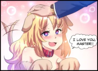😍 I LOVE YOU, MASTER!! anime, dog girl, love, master, pet, cute telegram sticker