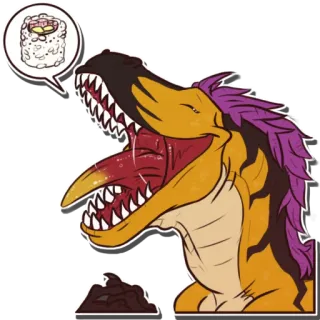 🍣 공룡, 티라노사우루스, 스시, 음식, 만화, 동물 telegram sticker