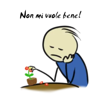 😔 triste, seul, bonhomme allumette, ennuyé, plante telegram sticker