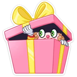 👀 ของขวัญ, กล่อง, ตัวละคร, น่ารัก, ของขวัญ, การ์ตูน whatsapp sticker