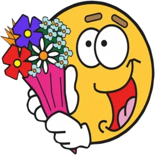 ❤️ смайлик, эмодзи, цветы, букет, мультфильм, счастливый, желтый, веселый telegram sticker