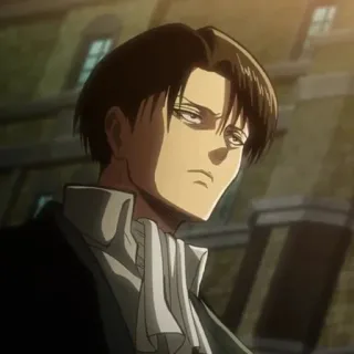 ✨ Levi Ackerman Attack on Titan Anime, Tentara, Kapten, Pemimpin, Tabah, Rambut hitam telegram sticker