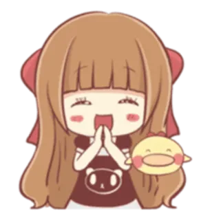 😄 Chibi, süß, kawaii, Cartoon, Anime, Mädchen, Ente, Freundschaft telegram sticker