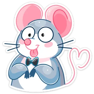 😛 rato, desenho animado, animal, fofo, adesivo, gravata borboleta, feliz whatsapp sticker