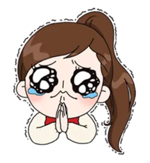 🙏 Мультик, Грустный, Плачущий, Умоляющий, Аниме whatsapp sticker