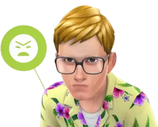 😤 angry, sims, frustrated, glasses, avatar telegram sticker