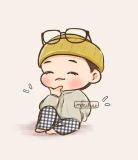 🌟 morilluu 귀여운, 만화, 안경, 소년, 앉아있는 telegram sticker