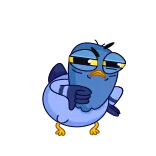 👎 pigeon, pouce vers le bas, oiseau, n'aime pas, dessin animé, bleu telegram sticker