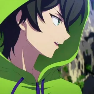 🚗 anime, hoodie, green, character, manga, cartoon telegram sticker