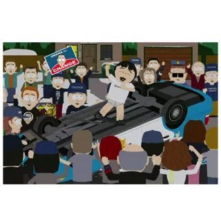 🇺🇸 Randy Marsh South Park CHANGE cartoon, south park, politics, obama, crowd, car accident telegram sticker