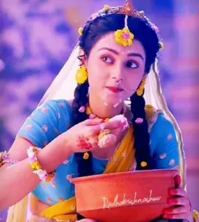😋 Radhakrishnachow woman, eating, indian, traditional, radha, krishna telegram sticker