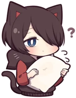 ❓ Katzenohren, Fragezeichen, Chibi, Anime, Cartoon, Süß whatsapp sticker