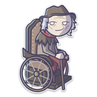 😏 personnes âgées, fauteuil roulant, canne, vieux, assis telegram sticker
