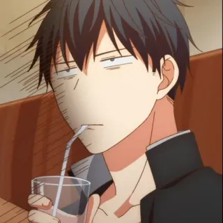 🍌 Anime, Junge, Trinken, Gelangweilt, Lässig telegram sticker