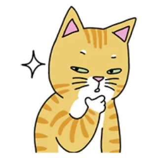 🐈 cat, thinking, pondering, orange tabby, cartoon, expression telegram sticker