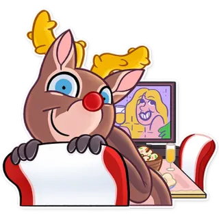 😊 rena, desenho animado, festivo, feriado, fofo, animal telegram sticker