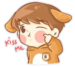 😘 Kiss ME การ์ตูน, น่ารัก, จูบ, เด็กผู้ชาย, คาวาอิ, หูหมา, ขยิบตา telegram sticker