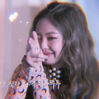 🎠 핑크 심장 저격 따뜻뚜 kpop, pistolet avec les doigts, rose, coeur, coréen, fille telegram sticker