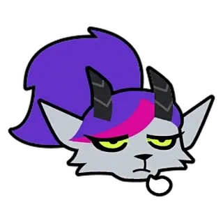 😮‍💨 cat, monster, purple hair, horns telegram sticker