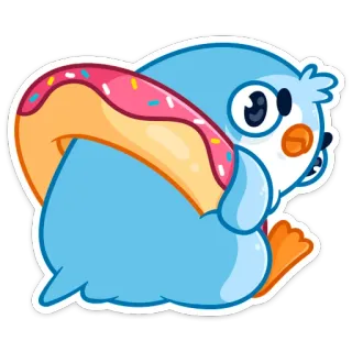 😤 pingüino, dona, lindo, dulce, dibujos animados, pegatina telegram sticker