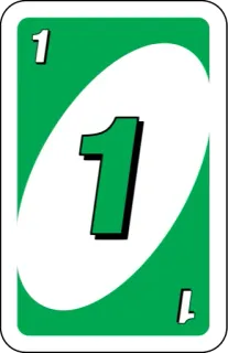 💚 1 card, uno, number, green whatsapp sticker