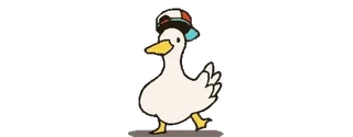 🌟 утка, животное, мультфильм, идет, шляпа, милый whatsapp sticker