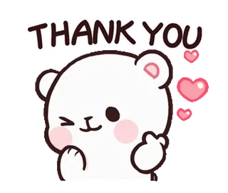 😍 THANK YOU หมี, น่ารัก, นิ้วกลาง, ขอบคุณ, หัวใจ telegram sticker