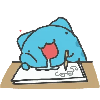 🤤 卡通, 绘画, 动物, 可爱, 蓝色 telegram sticker