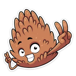✌️ шишка, лес, природа, мультфильм, счастливый, знак мира telegram sticker