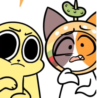 🤨 Dibujo animado, Gato, Hamburguesa, Pepinillo, Divertido, Pegatina telegram sticker