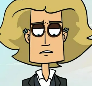 😔 cartone animato, personaggio, uomo, capelli biondi, completo telegram sticker