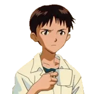 😠 Shinji Ikari Neon Genesis Evangelion 애니메이션, 소년, 캐릭터, 신지 이카리, 에반게리온, 음주, 진지함, 표정 telegram sticker