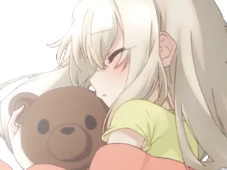 😴 аниме, спящий, плюшевый мишка, милый, девочка, сонный telegram sticker